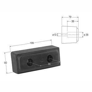 TOPE RECTANGULAR FRANCÉS GOMA TG-1 3002 195x80x80 mm